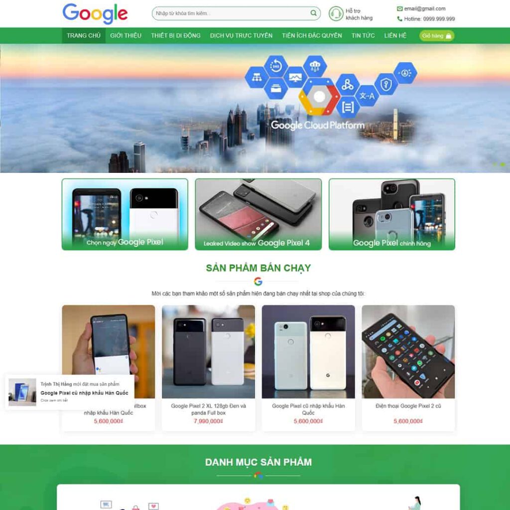 Theme WordPress bán hàng, dịch vụ google shop