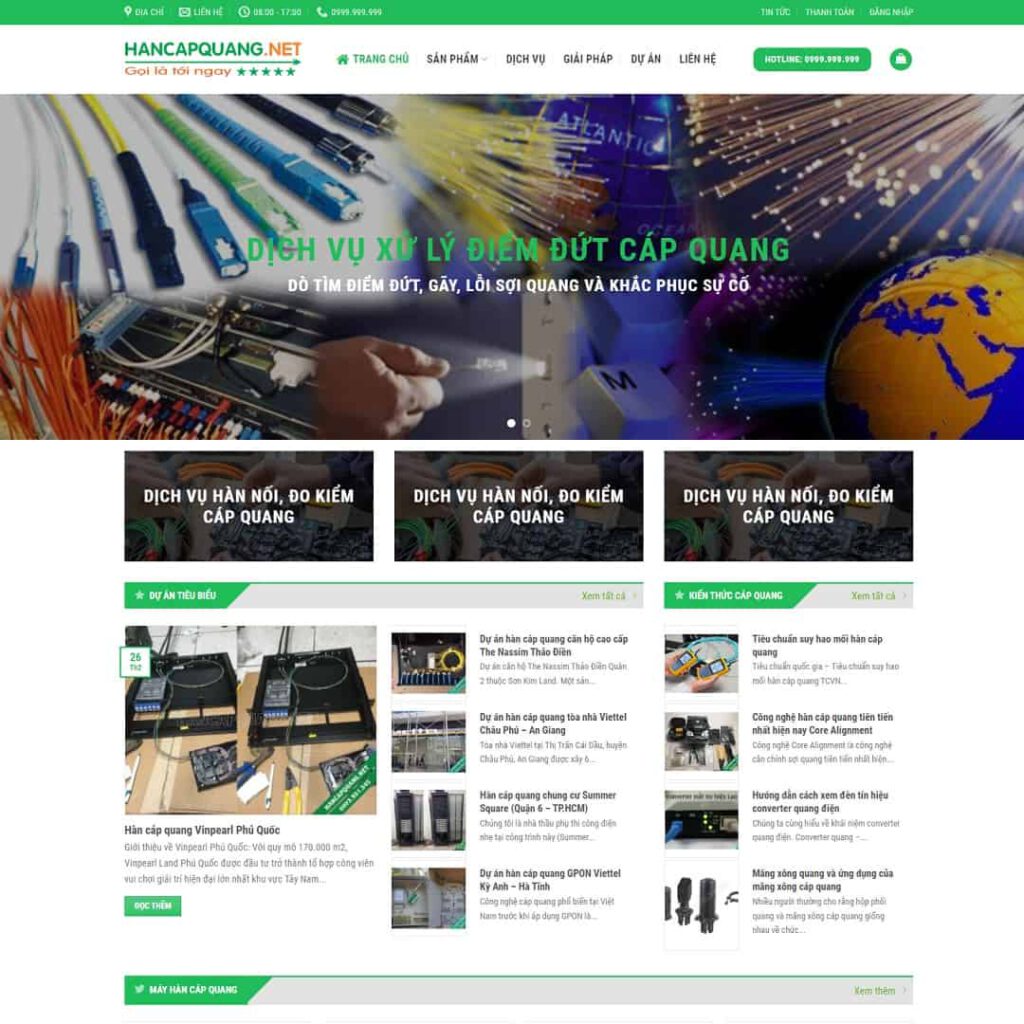 Theme WordPress dịch vụ hàn cáp quang